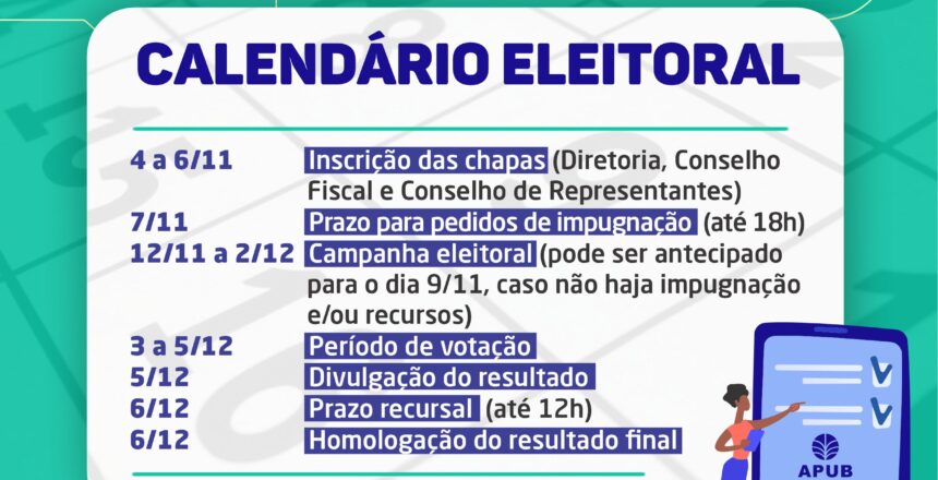 ARTES ELEICOES APUB 2024 CALENDARIO ELEITORAL